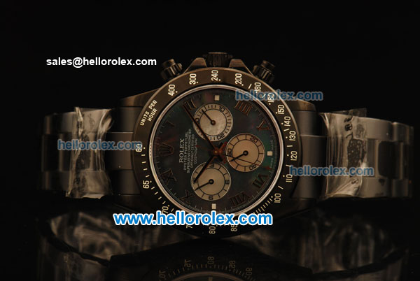 Rolex Daytona Chronograph Swiss Valjoux 7750 Automatic PVD Case and Black MOP Dial-PVD Strap - Click Image to Close